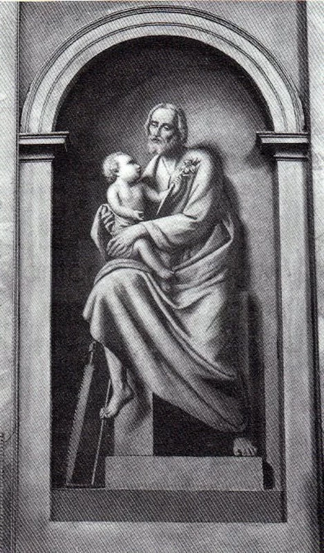San Giuseppe col Bambino martire - 1893, affresco cm. 280x145, chiesa di S. Lorenzo, Manerbio (BS)